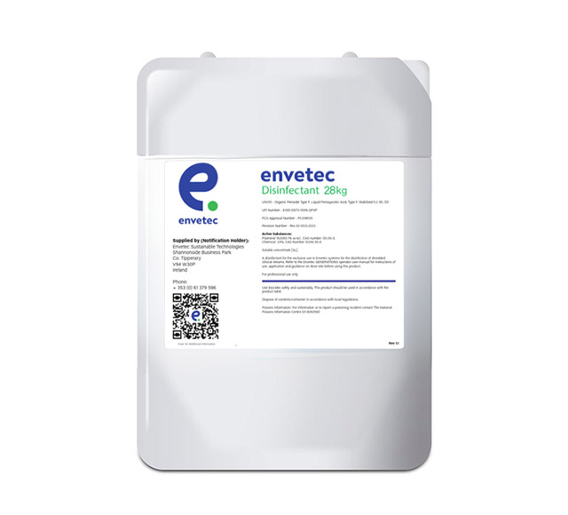 A container of organic, biodegradable chemical used by Envetec GENERATIONS